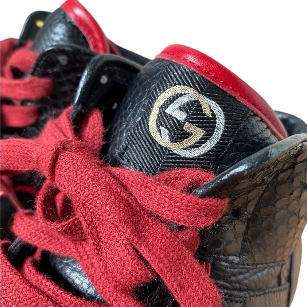 Gucci Snake Skin Cobra Coda Hightop Double GG Red Bottom Sneakers Unisex 6.5/8 - Picture 9 of 13